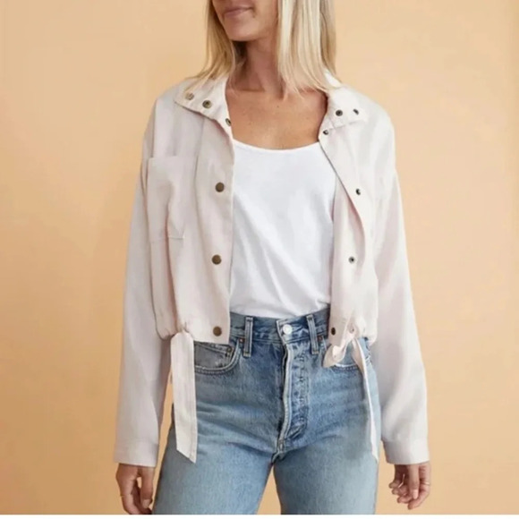 Jackets & Blazers - Marine Layer Oslo Crop Tie Waist Boxy Jacket Rosewater Pink Size M